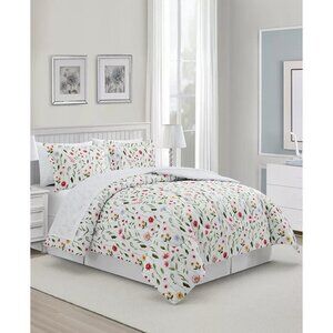 Sunham Natalie Floral 6-Pc Twin Comforter Set White Floral MSRP $100